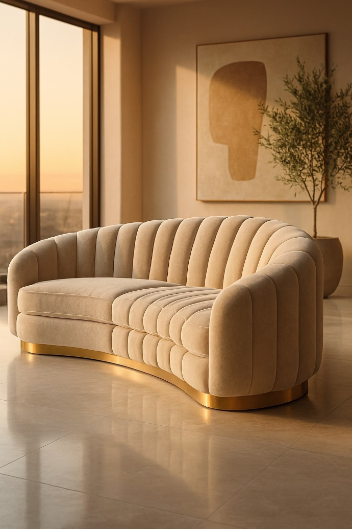 Premium beige curved sofa 